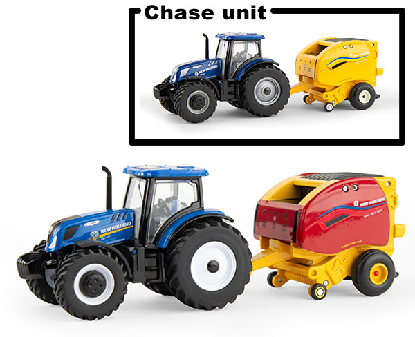 1:64 New Holland T6.180 tractor with 560 Round Baler 1:64 New Holland T6.180 tractor with 560 Round Baler